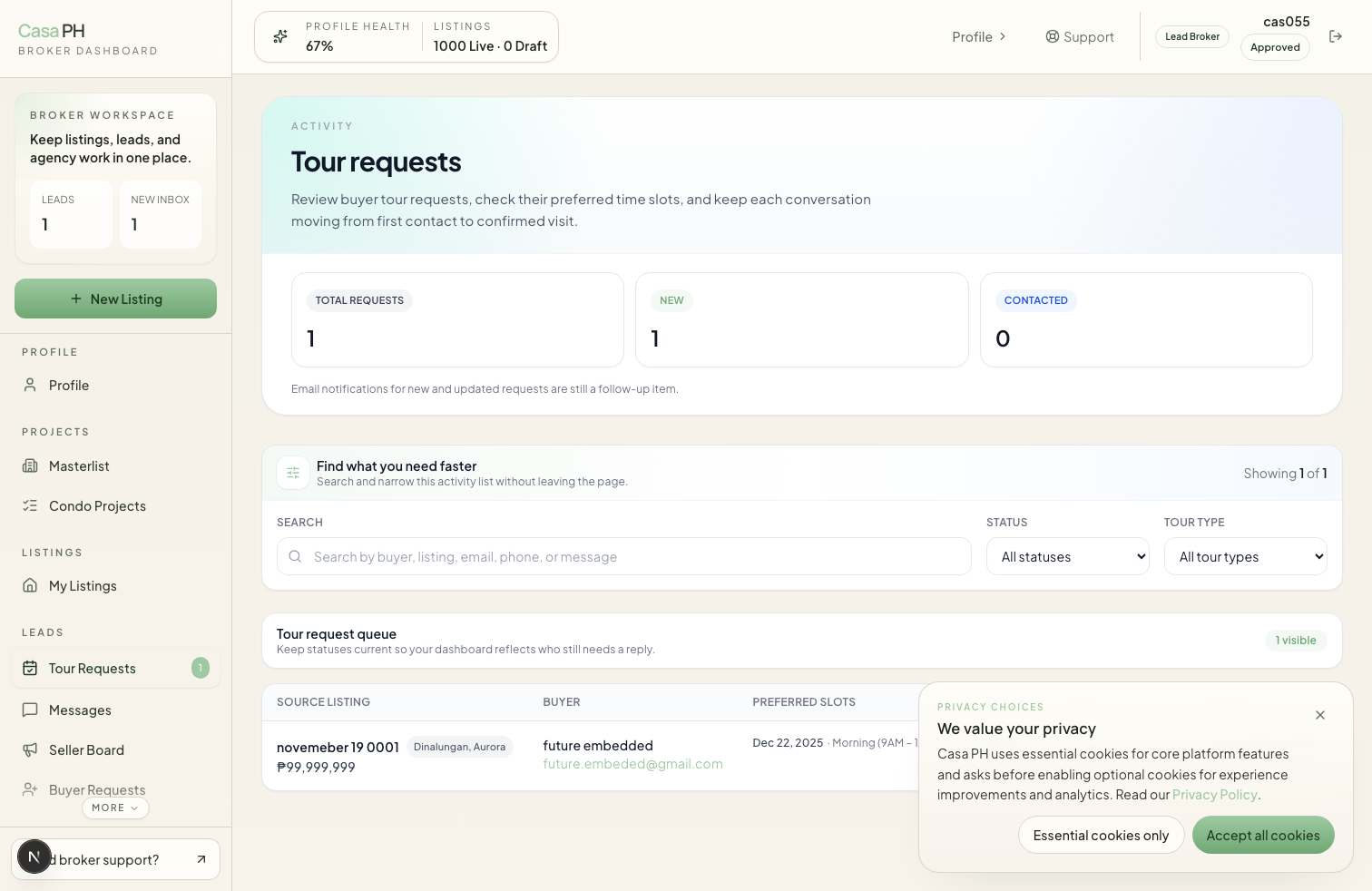 Tours screenshot from /dashboard/tours